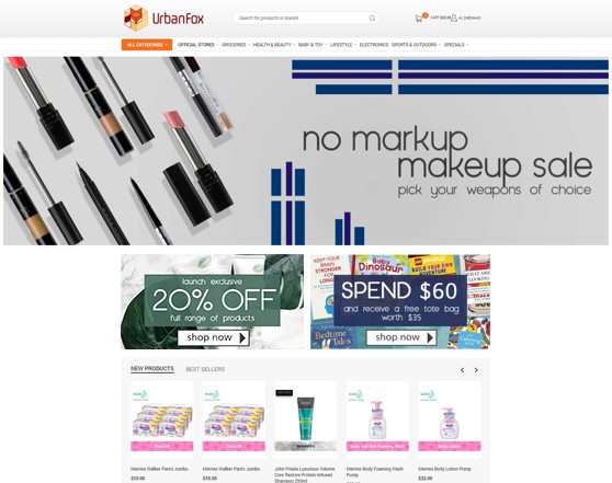Screengrab of UrbanFox Store